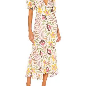 RHODE Multicolor Floral Midi Dress